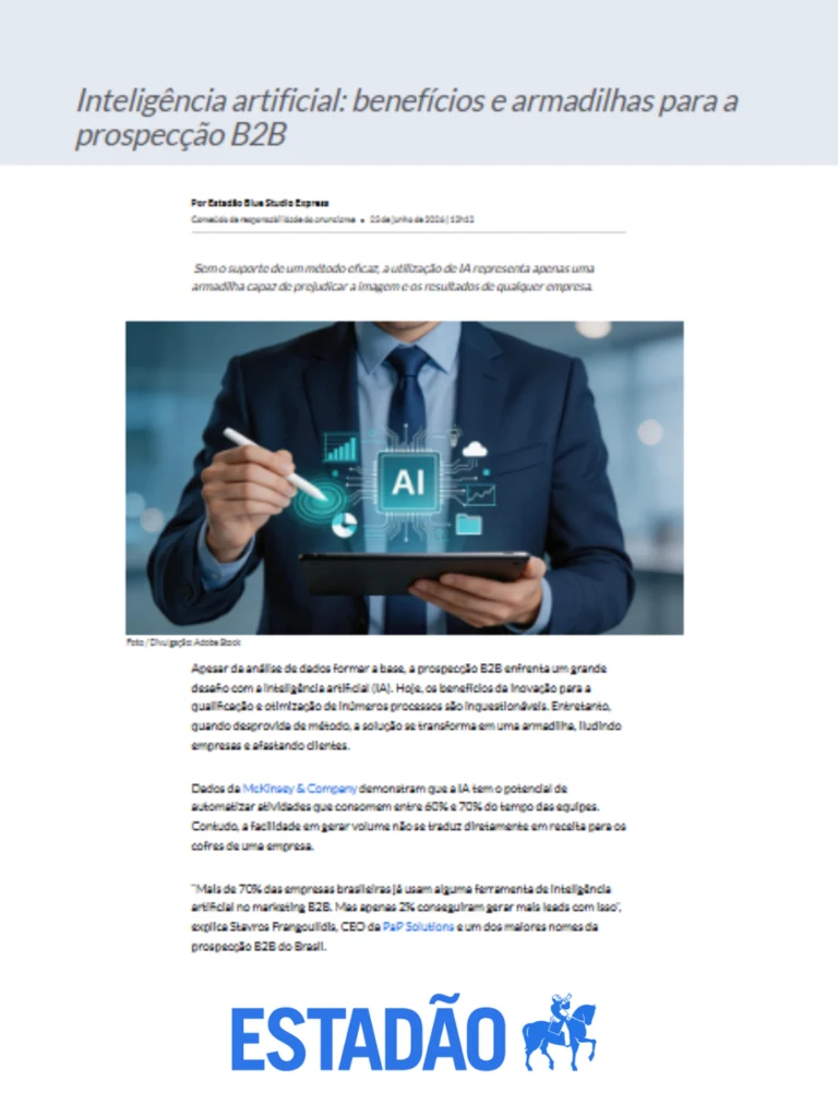 Inteligência artificial: benefícios e armadilhas para a prospecção B2B, no Estadão